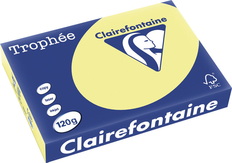 Clairefontaine Kopierpapier – A4, 120 g/m², Hellgelb – für Inkjet/Laser/Kopierer – FSC – 250 Blatt