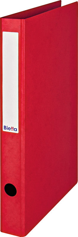 Biella Zeigebuch – A4 Hochformat – 2-Ring Bügelmechanik, Ø 25 mm, Rücken 31 mm – Rot, mit Griffloch