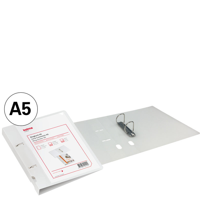 Kolma Zeigebuch Vario – A5 Hochformat – 2-Ring Bügelmechanik, Ø 20 mm – Transparent, mit Sichttasche