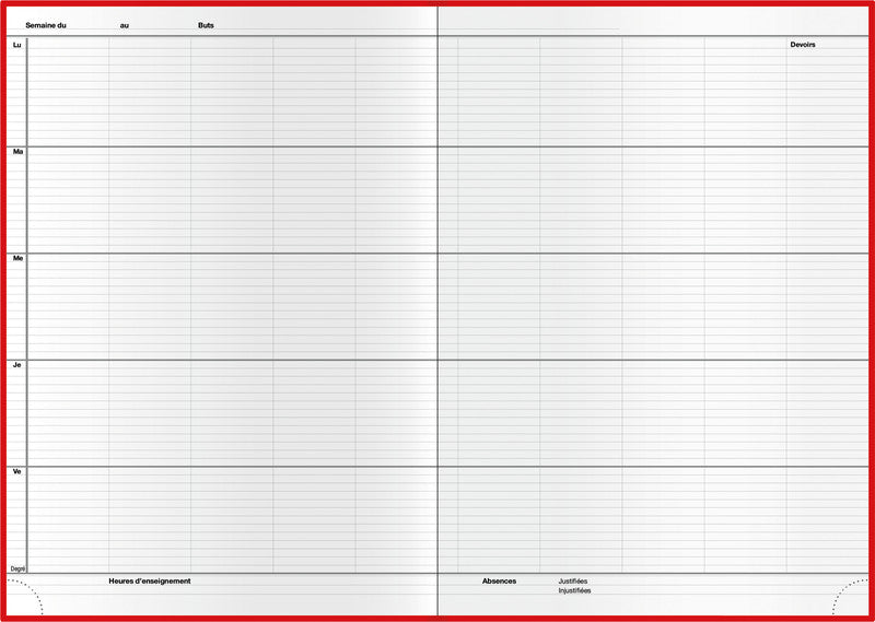 Verlag für unterrichtsm. Unterrichtsheft A4, Buchbindung, Karton, 144 Seiten, perforiert, 100 g/m² – Rot