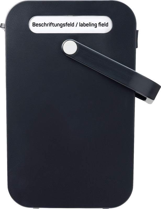 Helit the mobil box Hängemappen-Box A4 – für 25 Hängemappen, mit Rolloverschluss, 425 × 375 × 200 mm, schwarz
