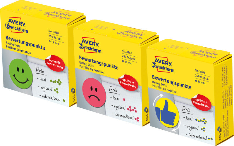 Avery Schmucketiketten – Motiv Gesicht negativ – Papier, Ø 19 mm, 250 Stk
