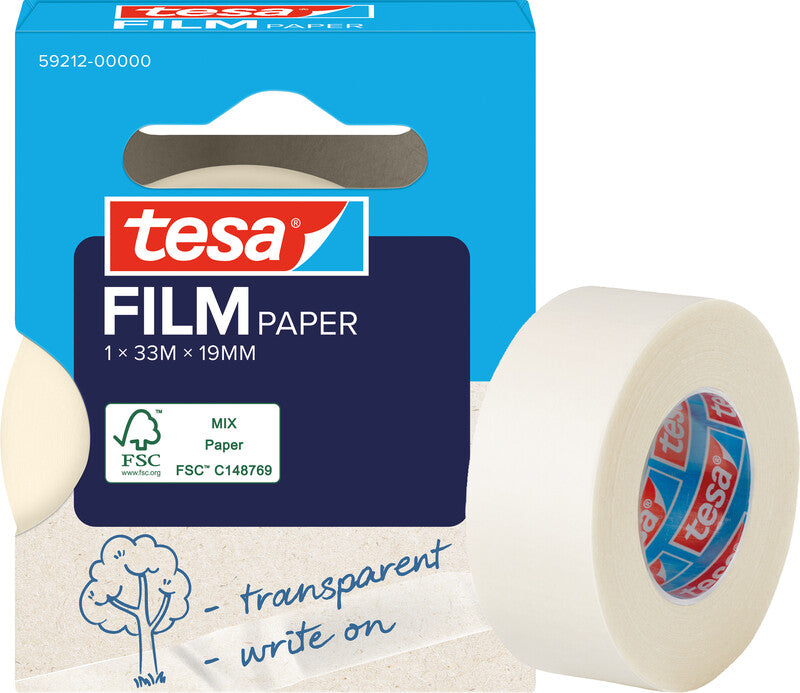 TESA Büro-Klebeband – permanent, klar, Papier, 19 mm × 33 m, 1 Rolle
