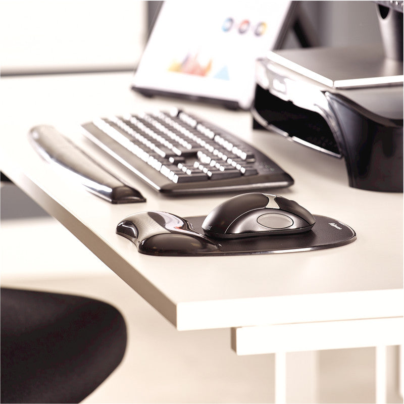 Fellowes Tastatur-Handgelenkauflage – Crystals – für Tastatur – Gel – abwaschbar – 471×58×15 mm – Schwarz