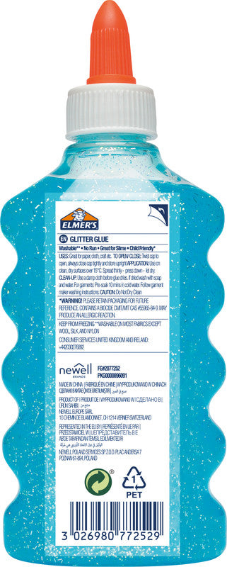 Elmer's Glitzerkleber – Blau – 177 ml – Auswaschbar, Geruchsarm – Für Basteln