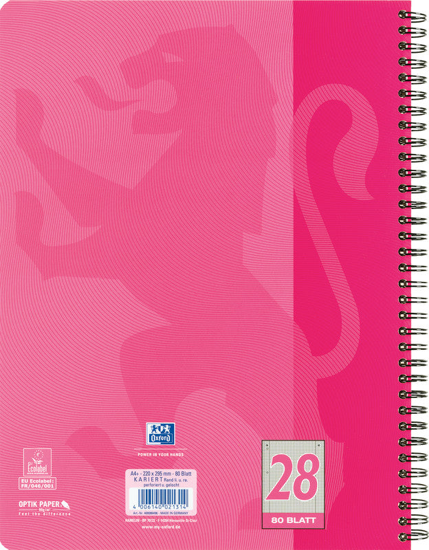 Elba Collegeblock, 220 × 295 mm, Karton, 80 Blatt, 4-fach gelocht, perforiert – Rosa, für SCRIBZEE App