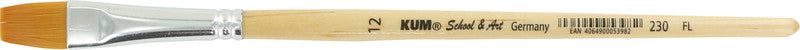Kum Pinsel – braun, Synthetikhaare, Birkenstiel, flach, Aluminiumzwinge, lösungsmittelbeständig