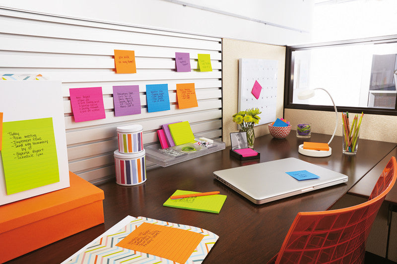 Post-it Super Sticky Haftnotizen – 101×152 mm – sortiert (ultragelb, ultrablau, ultrapink), 3×90 Blatt, PEFC