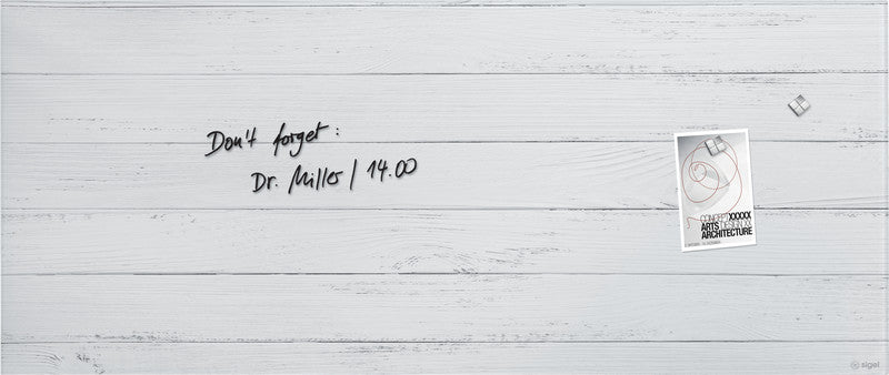 Sigel Whiteboard – 130 × 55 cm, Glas, matt, magnetisch, Wandmontage, inkl. SuperDym Magnetwürfel