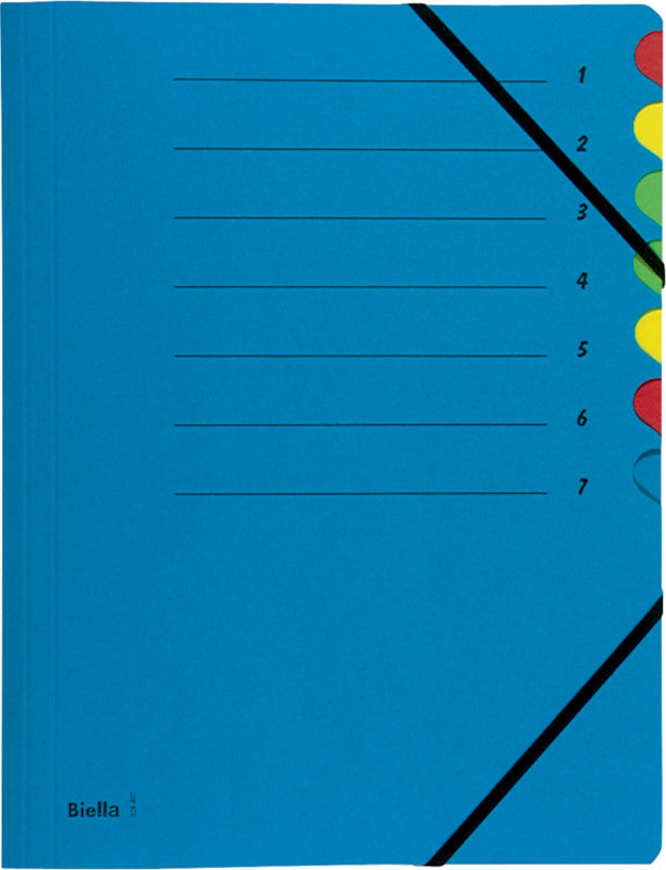 Biella Sammelmappe für A4, Karton, Blau, mit Gummizug