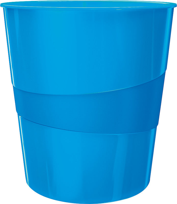 Leitz Papierkorb WOW – 15 l – Kunststoff (PS), rund – blau