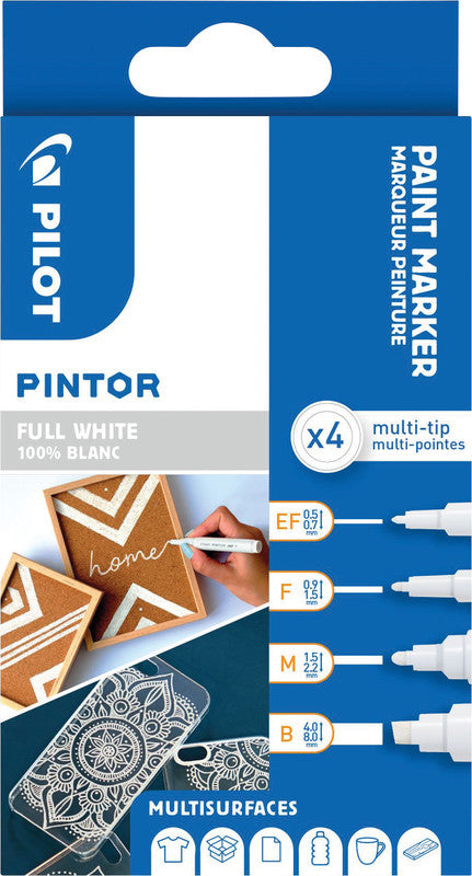 Pilot Pigment-Marker Pintor – weiss – 4er-Set – deckend