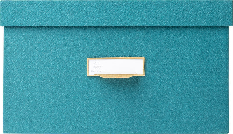 Exacompta Archivschachtel A4+ – mit Griffloch, stapelbar, 350 × 150 × 260 mm, blaugrün, Karton, 3er Set