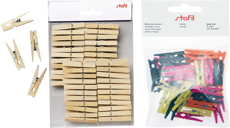 Stafil Holzklammern – 50 Stück – Natur – 25 mm
