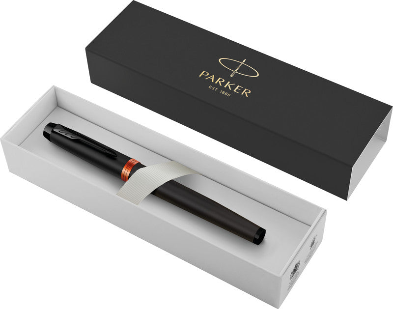 Parker IM Vibrant Rings – Mittlere Feder – für Rechts- & Linkshänder – Schwarz, Blau – Patronen