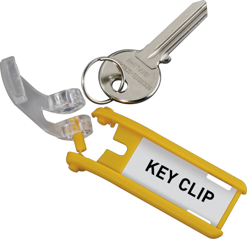Durable Schlüsselschild Key Clip – gelb, Kunststoff, B 24 × H 68 × T 15 mm, 6 Stk. – für Key Box Code 36