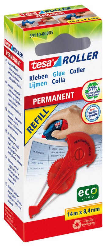 TESA ecoLogo Kleberoller – Nachfüllkassette, transparent, lösungsmittelfrei, für Papier, Karton, Fotos