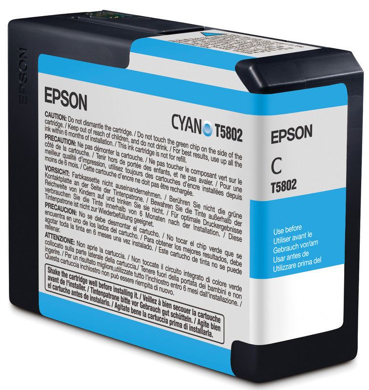 Epson Tintenpatrone T5802, cyan, 80 ml