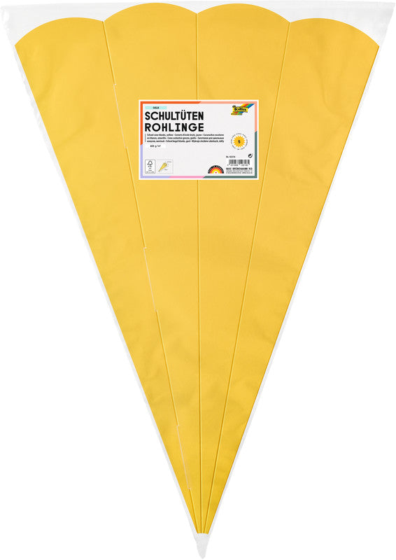 Folia Schultüten-Rohlinge – 10 Stück – mehrfarbig – Ø 200 × H 680 mm