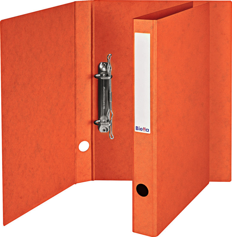 Biella Ordner – A4 hoch – 2-Ring-Bügelmechanik, Ø 25 mm, Rücken 31 mm – orange, mit Niederhalter, mit Griffloch