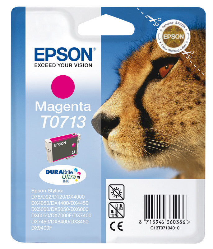 Epson Tintenpatrone T0713, Magenta, 250 Seiten – für Tintenstrahldrucker/Multifunktionsgeräte