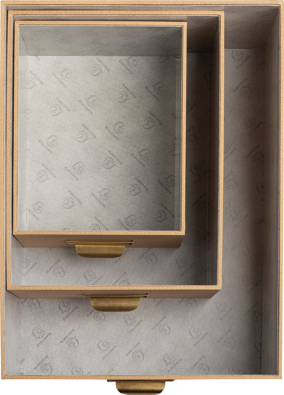 Exacompta Office by Me Archivschachtel A4+ – mit Griffloch, stapelbar, beige, Karton, 3er Set