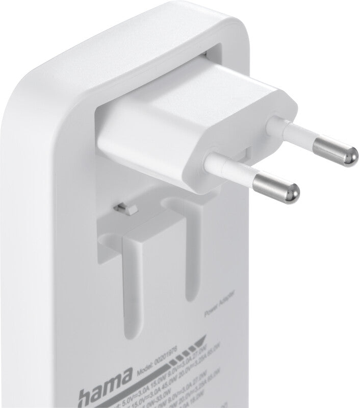 Hama 00201976 USB-Ladegerät 65 W – USB-C×2, USB-A×1 – PD, QC, GaN – für Laptop, Powerbank, Smartphone u. a.