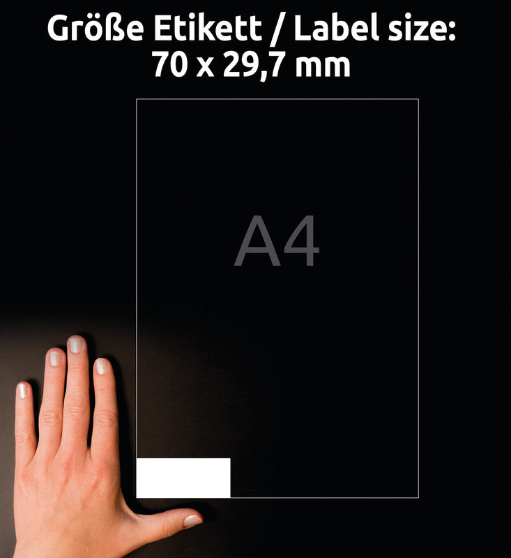 Avery Druckeretiketten, 70 mm × 30 mm, weiss, Papier, permanent, 100 Blatt (3000 Etiketten)