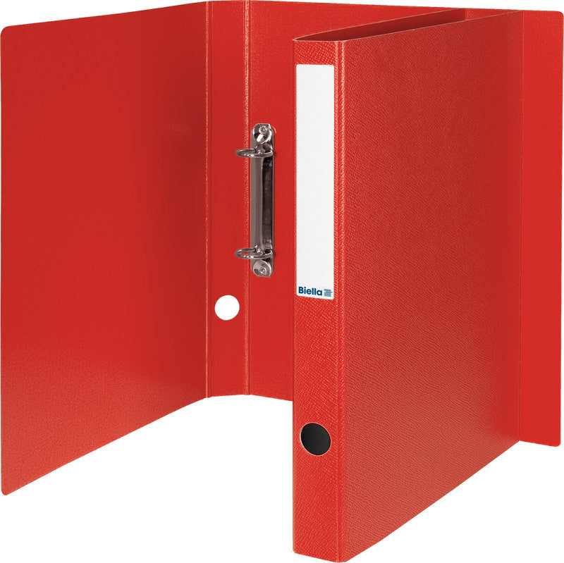 Biella Zeigebuch – A4 Hochformat – 2-Ring, Ø 25 mm, Rücken 31 mm – Rot, Karton, mit Griffloch