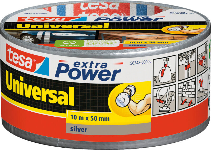 tesa Vinylband Extra Power – 50 mm × 10 m, silber, stark