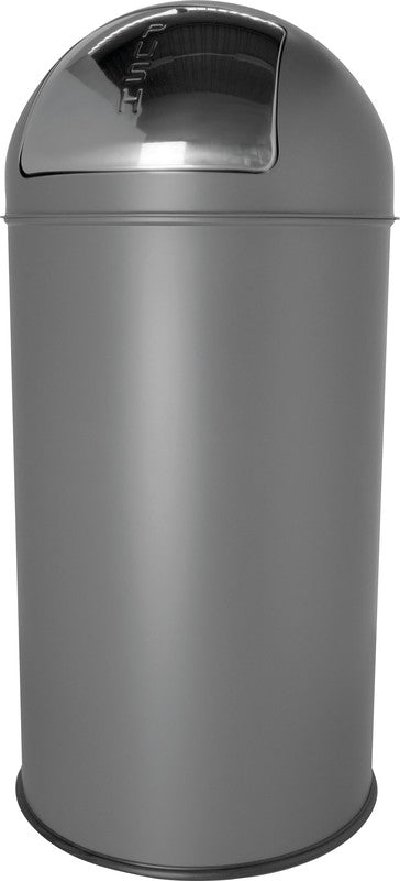 Helit Abfallcontainer – 30 l – mit Deckel – Stahl, Mittelgrau – Ø 314 × H 650 mm