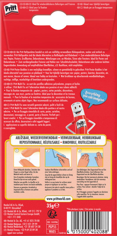 Pritt Haftpunkte – wiederablösbar, lösemittelfrei, 65 Stk., für Papier, Poster, Dekorationen u. a.
