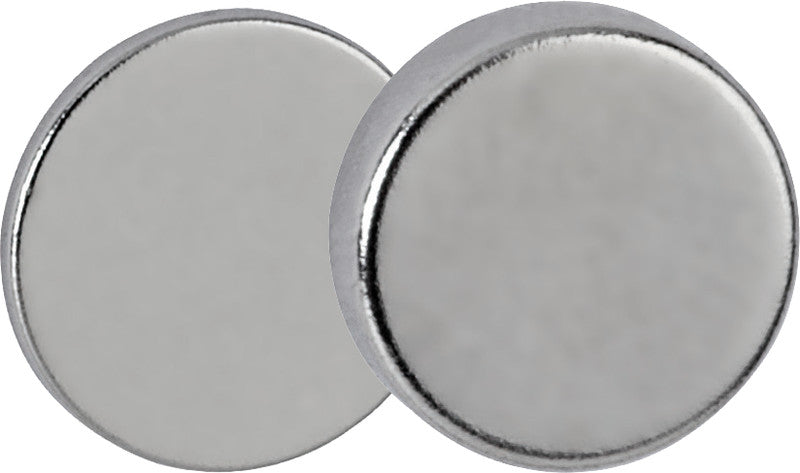MAUL Runder Scheibenmagnet – hellsilber – Ø 10 × 3 mm, 10 Stück, Nickel