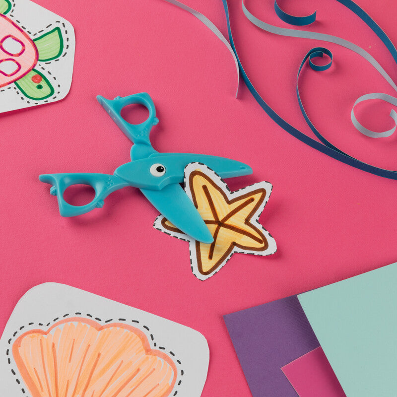 Fonzell Kinderschere – 11,5 cm, Kunststoff, für Rechts- und Linkshänder, abgerundet, Kunststoff, Blau