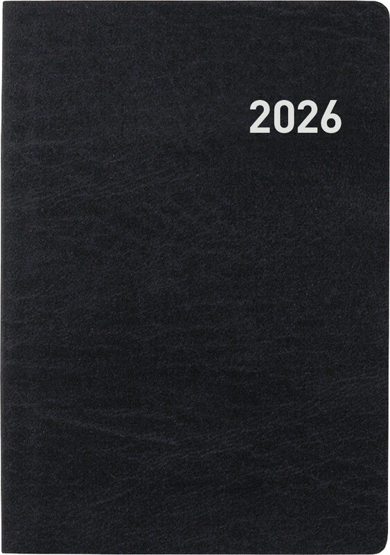 Biella Tell Agenda – 2 Tage pro Seite, gebunden, 8,5 × 12,5 cm, 2026, schwarz, FSC