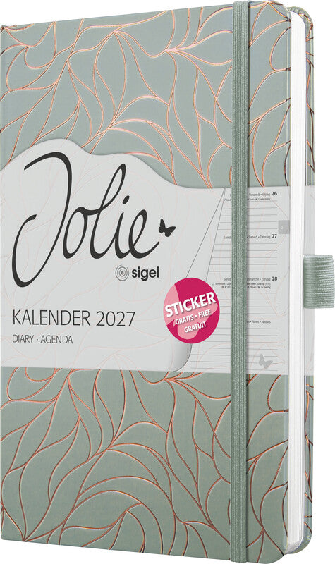Sigel JOLIE Agenda – 1 Woche/2 Seiten, gebunden, A5, 2027, Twilight Green, FSC