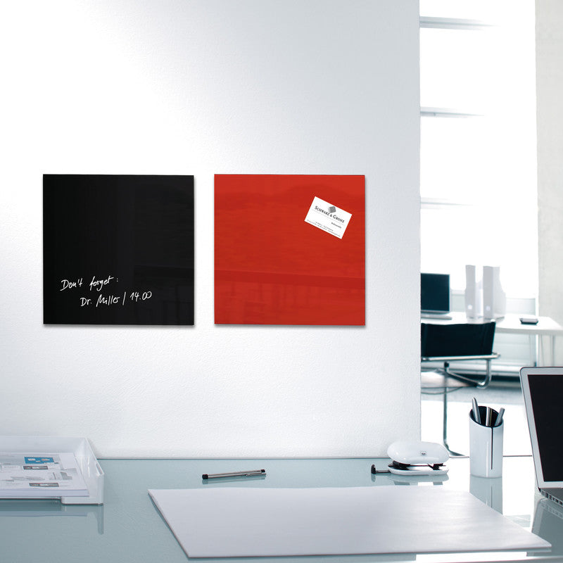 Sigel Whiteboard – 30 × 30 cm, Glas, magnetisch, Wandmontage, inkl. Magnete, Montagesatz