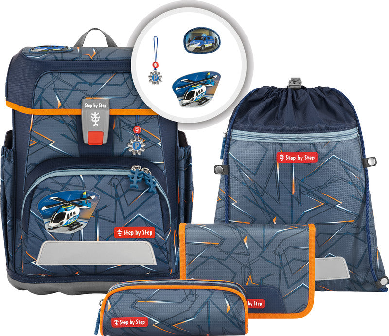 Step by Step Schulrucksack-Set Cloud – 5-teilig – Helicopter Sam – Recycelte Materialien
