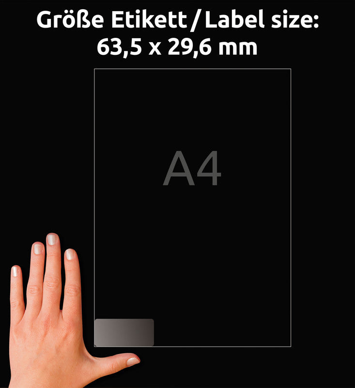 Avery Adress-Etiketten, 64 mm × 30 mm, transparent, Folie, permanent, 25 Blatt (675 Etiketten)