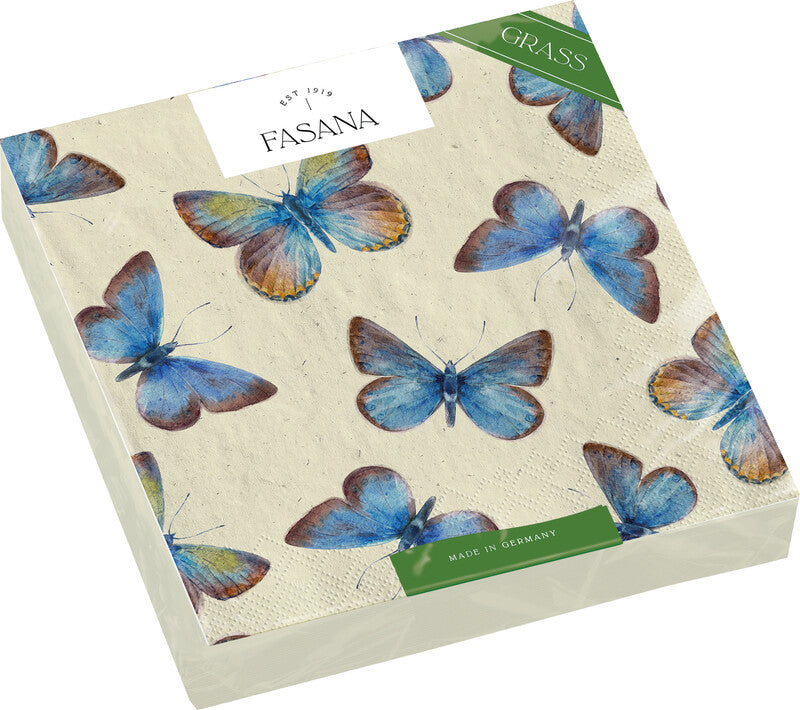 Fasana Servietten Morpho Schmetterlinge – 24 × 24 cm – 2-lagig, Tissue – 20 Stk., FSC