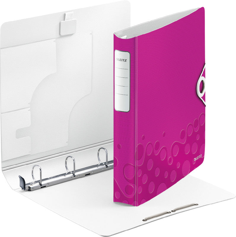 Leitz Ringbuch Active WOW SoftClick – A4 Hochformat – 4-Ring Bügelmechanik, Ø 30 mm, Rücken 52 mm – Pink, Kunststoff