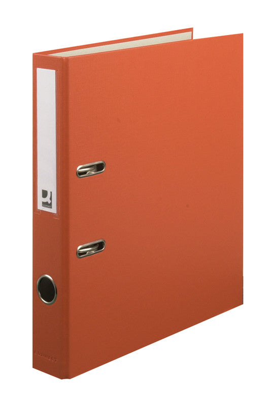 Q-connect Ordner – A4 hoch – 2-Ring Hebelmechanik, Rücken 40 mm – orange, mit Niederhalter, FSC