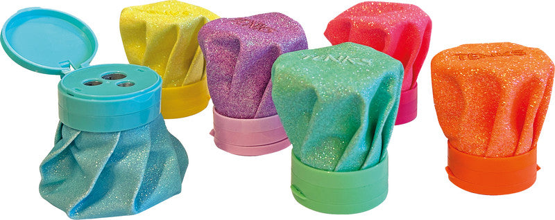 ARDA Spitzer – manuell, 2-Loch, mit Behälter, für Blei- & Buntstifte Ø 7,8, 8 und 11 mm, Stoff, Glitter