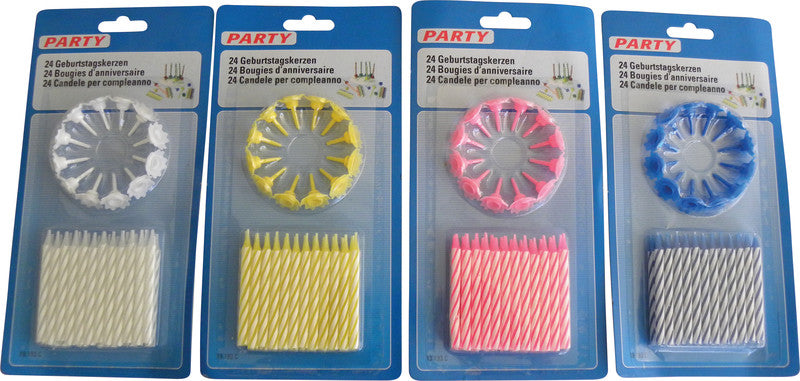 Party Geburtstagskerzen, sortiert, Ø 6 mm × 70 mm, 24 Stück