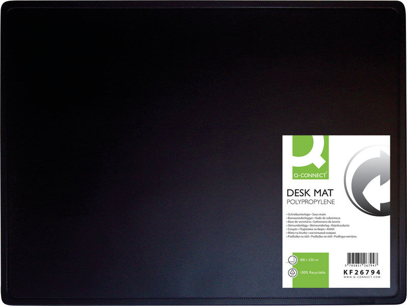 Q-connect Schreibunterlage – Schwarz – 530 × 400 mm – Kunststoff, rutschfest