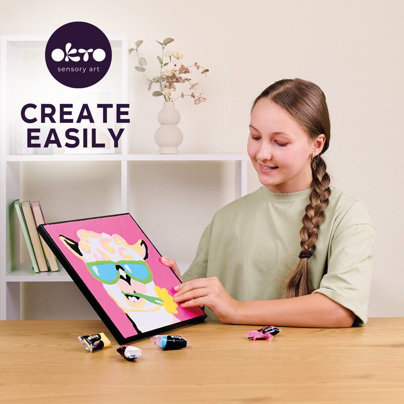 Okto sensory art Air Clay Malen nach Zahlen – Modellier- & Malset, Lama, 29 × 29 cm