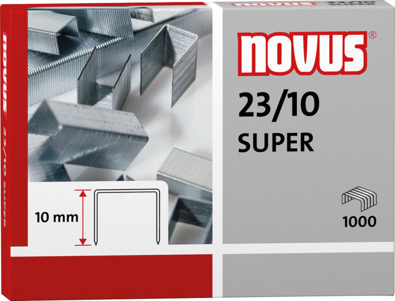Novus Heftklammern 23/10 – für B40, B45, B52 und andere – 10 mm – verzinkt, silber – 1000 Stück.