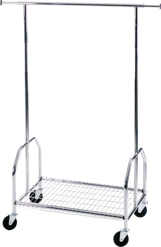Alco Garderobenwagen – Metall, Silber, 90 × 54 × 130–170 cm, Stange 150 cm, mit Rollen
