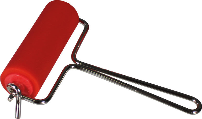 Abig Linolwalze 90 mm × Ø 30 mm, Kunststoff/Stahl, Rot – für Linolschnitt