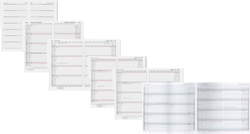 Biella Glasgow Kalender-Einlage – 1 Monat/2 Seiten, geheftet, 10 × 13,9 cm, 15 Monate Okt–Dez, 2027, PEFC